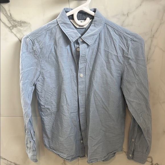 H&M blue chambray youth button down shirt - Picture 1 of 7